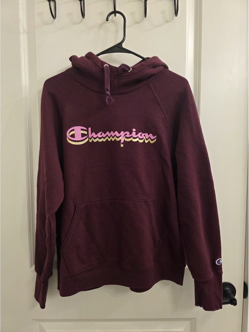 Champion Women's Hoodie Maroon Burgundy Size Large Pullover Sweatshirt